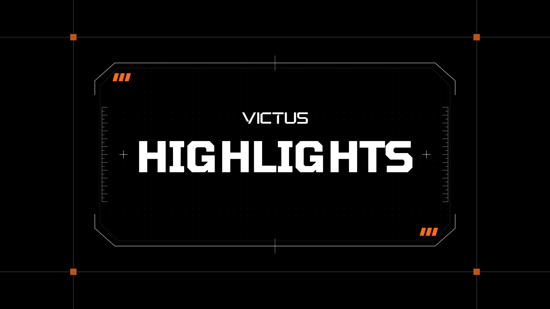 Bold white text reading "VICTUS HIGHLIGHTS" appears in a futuristic black frame with orange accents.